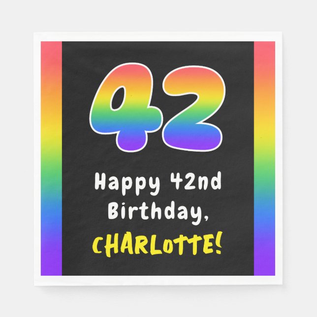 Guardanapo De Papel 42nd Birthday: Rainbow Spectrum # 42, Custom Name (Frente)