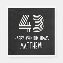 Guardanapo De Papel 43º Aniversário: Art Deco Inspirou "43" + Nome