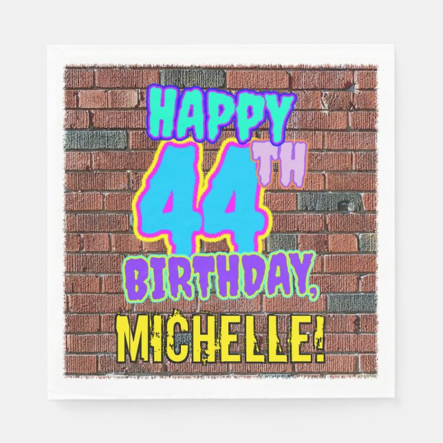 Guardanapo De Papel 44º Aniversário ~ Visual Divertido e Urbano Inspir (Frente)