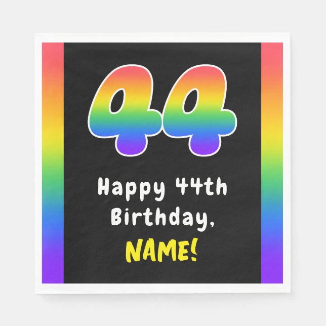Guardanapo De Papel 44 Aniversário: Rainbow Spectrum # 44, Nome Person (Frente)