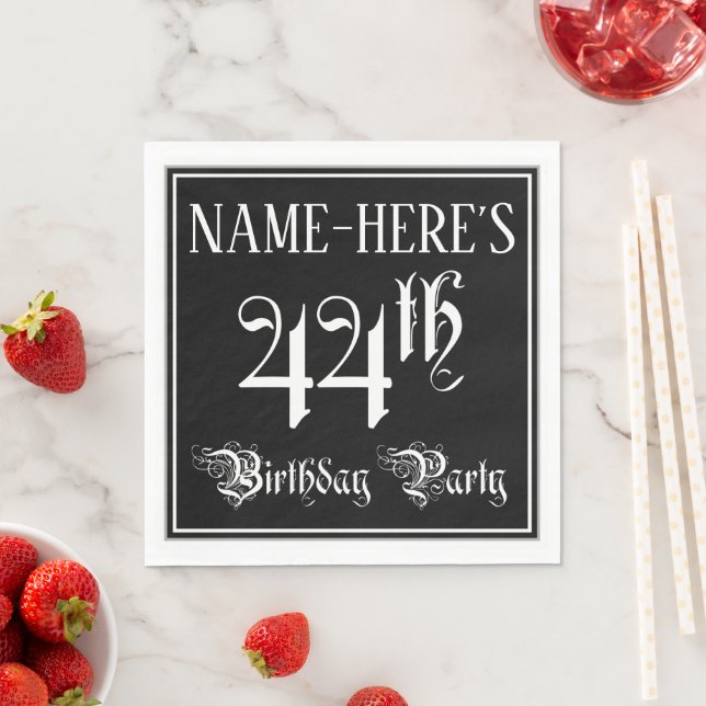 Guardanapo De Papel 44th Birthday Party — Fancy Script + Custom Name (Insitu)