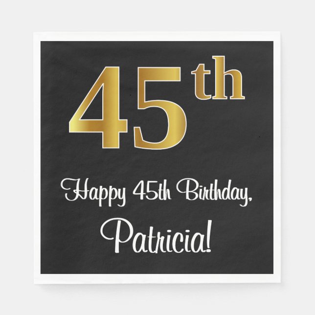 Guardanapo De Papel 45º aniversário ~ Legant Luxurious Faux Dourado Lo (Frente)