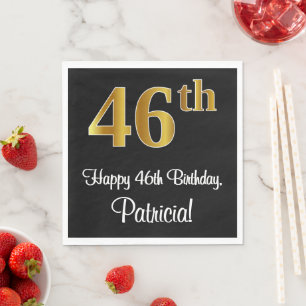 Guardanapo De Papel 46º aniversário ~ Elegante Luxurioso Faux Dourad