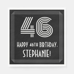 Guardanapo De Papel 46.o aniversário: Art Deco Inspira "46" + Nome