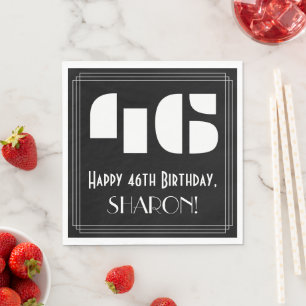 Guardanapo De Papel 46.o aniversário: Art Deco Inspira "46" + Nome