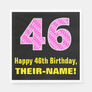 Guardanapo De Papel 46.o aniversário: Listras e Corações Rosa "46"