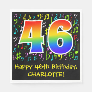 Guardanapo De Papel 46.o aniversário - Símbolos de música coloridos
