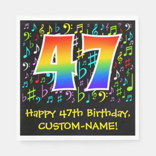 Guardanapo De Papel 47º aniversário - Símbolos de música coloridos