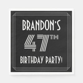 Guardanapo De Papel 47th Birthday Party: Art Deco Style + Custom Name