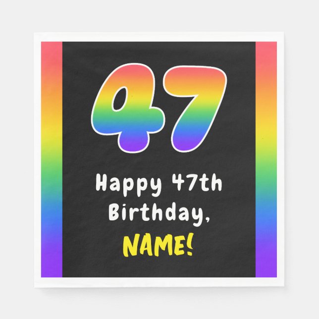 Guardanapo De Papel 47th Birthday: Rainbow Spectrum # 47, Custom Name (Frente)