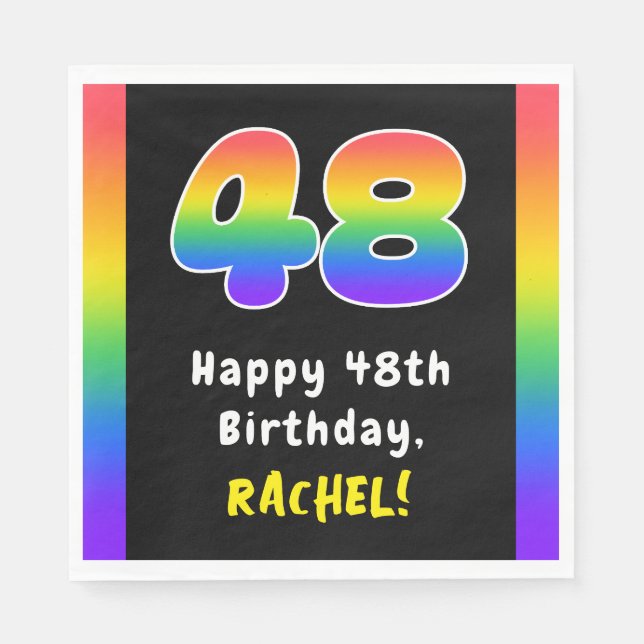 Guardanapo De Papel 48th Birthday: Rainbow Spectrum # 48, Custom Name (Frente)