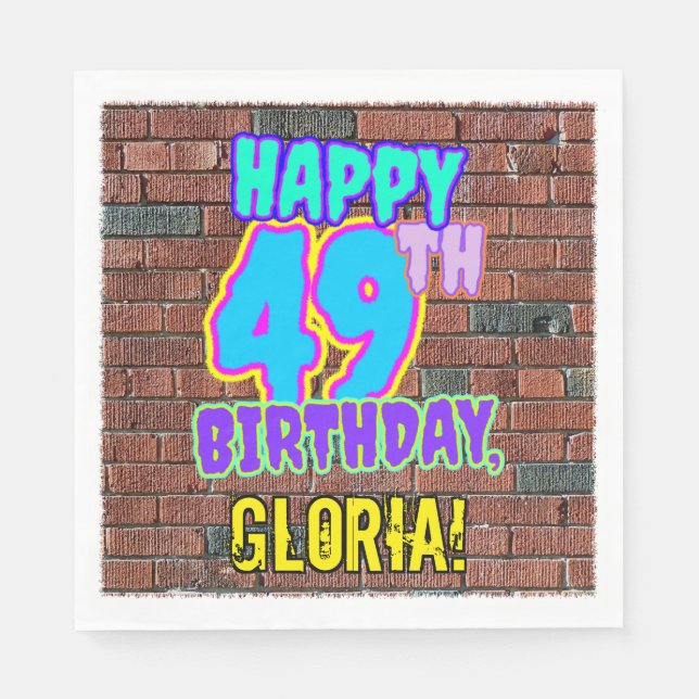 Guardanapo De Papel 49º aniversário ~ Divertido, Grafite Urbano Inspir (Frente)