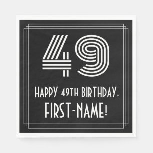 Guardanapo De Papel 49.o aniversário: Art Deco Inspira "49" + Nome