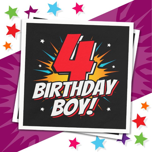 Guardanapo De Papel 4 anos, super-herói Aniversário 4. (Criador carregado)