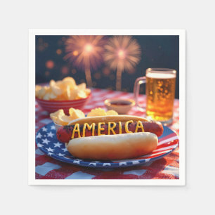 Guardanapo De Papel 4 de julho de American Hot Dog and Beer