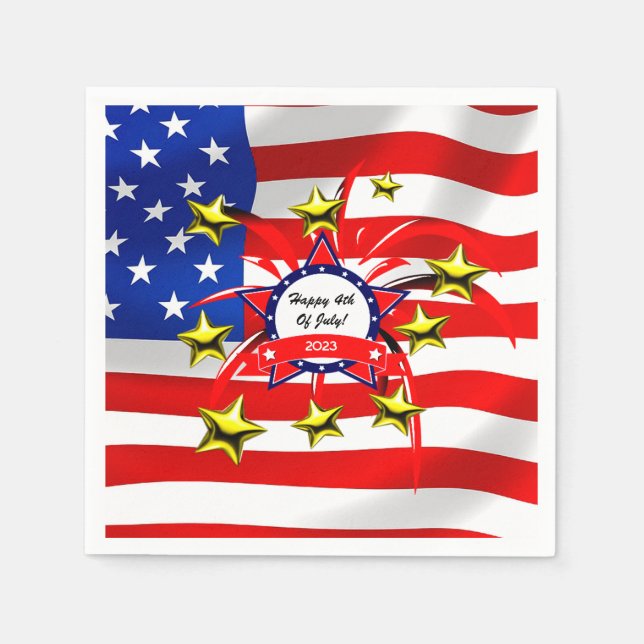 Guardanapo De Papel 4 De Julho Documento De Celebração Napkin (Frente)