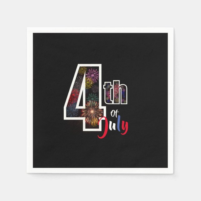 Guardanapo De Papel 4 de julho fogos de artifício bonito (Frente)