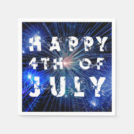Guardanapo De Papel 4 de julho fogos de artifício em Blue Hue Happy 4