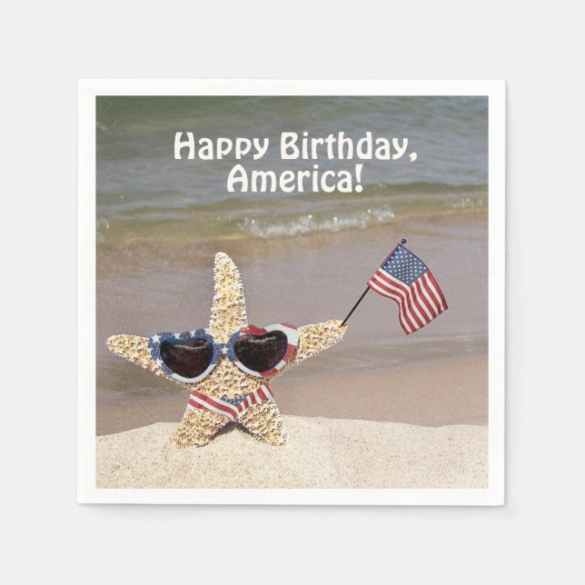 Guardanapo De Papel 4 de julho, peixe-espada do partido com pavilhão (Frente)