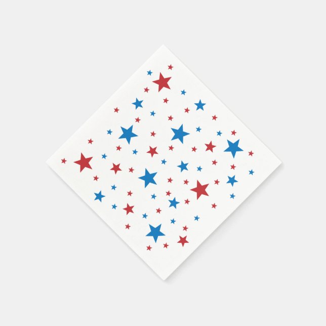 Guardanapo De Papel 4 de julho, Red White e Blue Stars, Napkins (Canto)