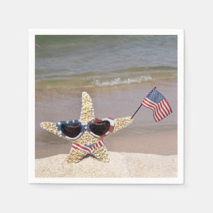 Guardanapo De Papel 4 de julho Starfish com American Flag