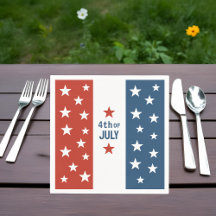 4 de julho vermelho, branco e azul com estrelas