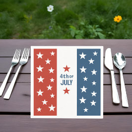 Guardanapo De Papel 4 de julho vermelho, branco e azul com estrelas
