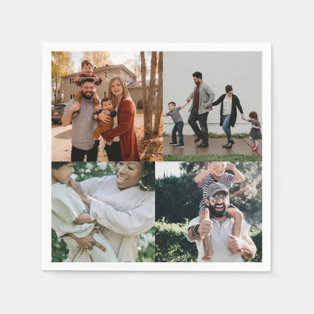 Guardanapo De Papel 4 Foto Personalizada Colagem Personalizada (Frente)