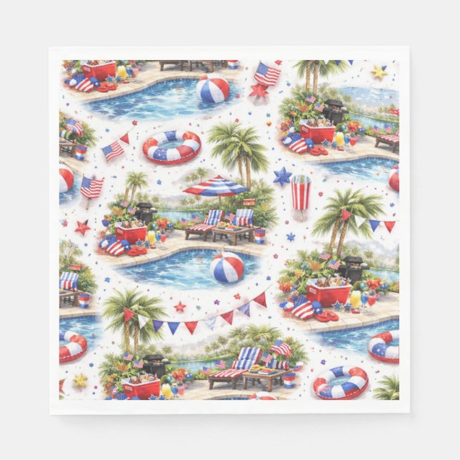 Guardanapo De Papel 4th of July Pool Party in Florida (Frente)