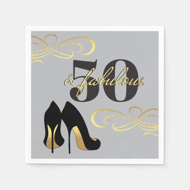 Guardanapo De Papel 50ª Festa de aniversário 50 e fabulosa (Frente)