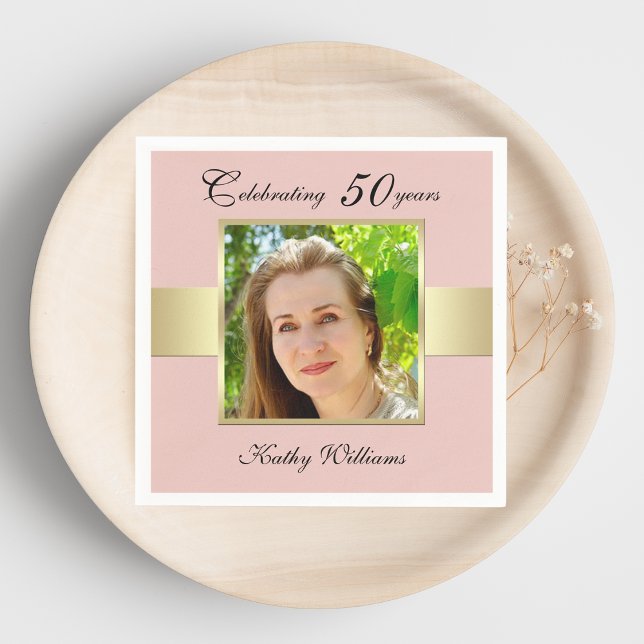 Guardanapo De Papel 50ª Festa de aniversário de Foto Dourada de Napkin (Criador carregado)