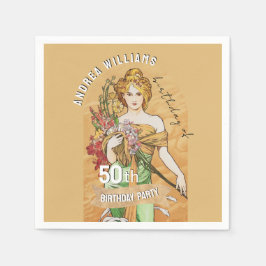 Guardanapo De Papel 50ª Festa de aniversário, Deusa Primavera, Arte Vi
