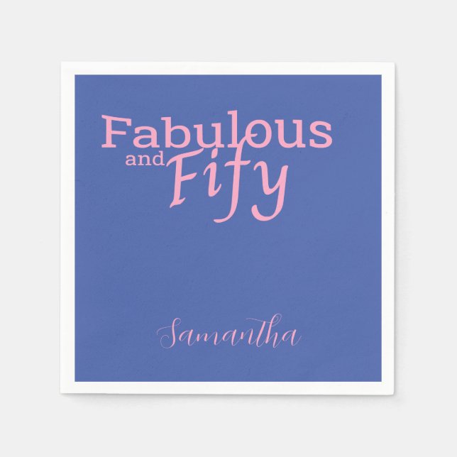 Guardanapo De Papel 50º aniversário 50 Fabuloso Azul Rosa (Frente)
