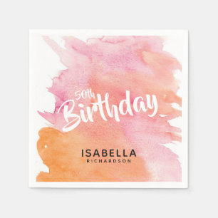 Guardanapo De Papel 50º Aniversário, Cor de Rosa e Laranja