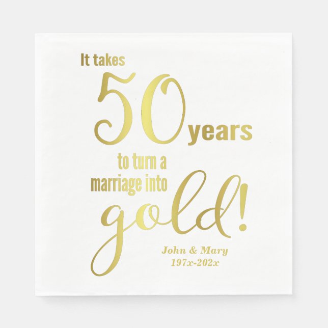 Guardanapo De Papel 50º Aniversário de Casamento (Frente)