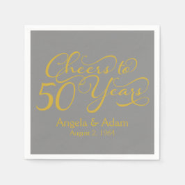 Guardanapo De Papel 50º aniversário do casamento Cinzas Douradas
