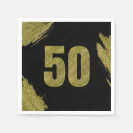 Guardanapo De Papel 50º aniversário do Dourado partido Glitter