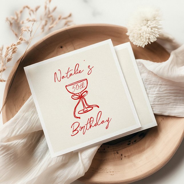 Guardanapo De Papel 50º Aniversário do Vidro de Champanhe de Arco Retr (Criador carregado)