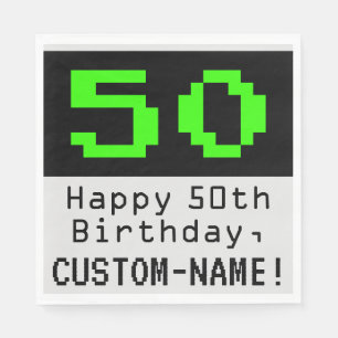 Guardanapo De Papel 50º aniversário - Estilo Nerdy / Geeky "50" & No