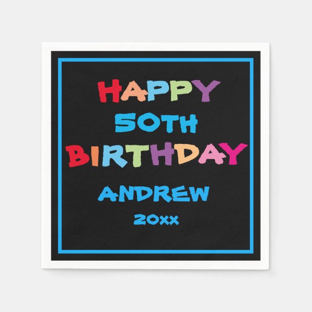 Guardanapo De Papel 50º aniversário Feliz Aniversário Coisa Moderna Pe (Frente)