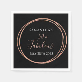 Guardanapo De Papel 50º Aniversário Festa de aniversário Rosa Dourada