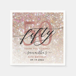 Guardanapo De Papel 50º Aniversário Glitter Ombre Obrigado