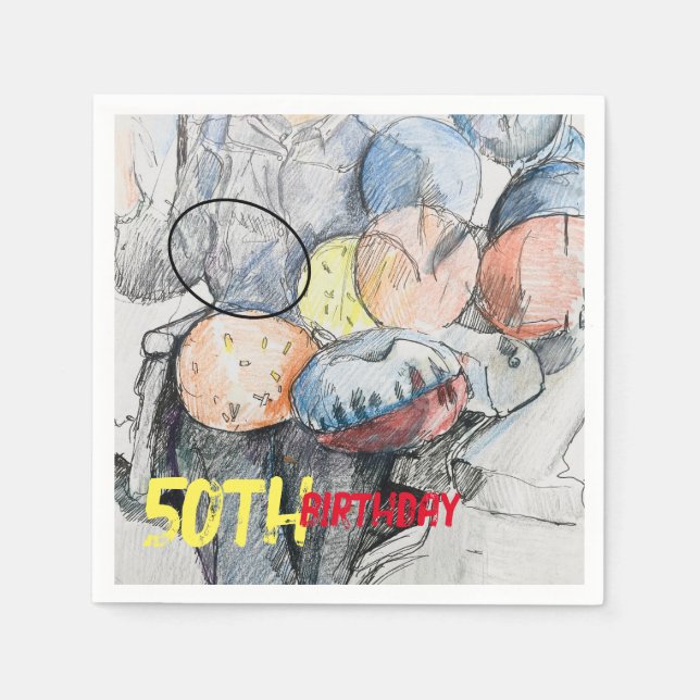 Guardanapo De Papel 50º Balões de Aniversário (Frente)