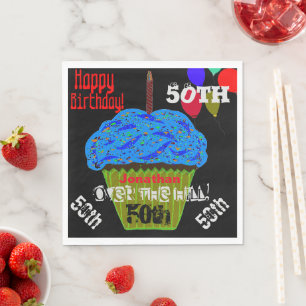 Guardanapo De Papel 50º Cupcake Azul Personalizado Além da Colina