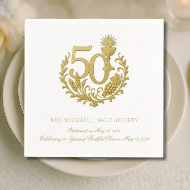 Guardanapo De Papel 50º Jubileu do Ouro de Ordenação Priestal (Criador carregado)