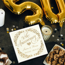 Guardanapo De Papel 50º Livro de Aniversário do Casamento de Ouros Nap