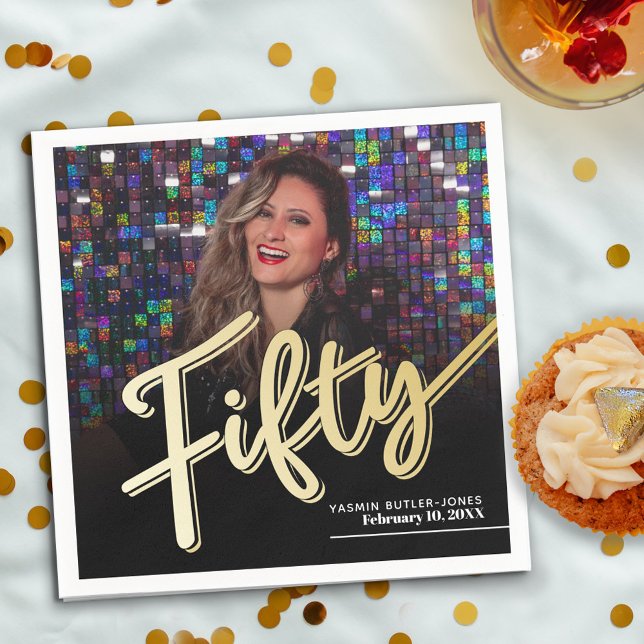 Guardanapo De Papel 50.º aniversário - script personalizado de fotogra (Criador carregado)