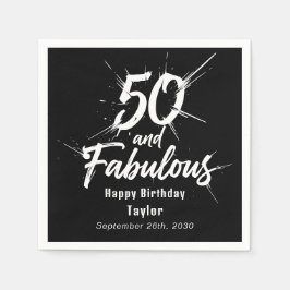 Guardanapo De Papel 50 and Fabulous Birthday Bursting Modern Black