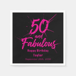 Guardanapo De Papel 50 and Fabulous Birthday Bursting Pink and Black