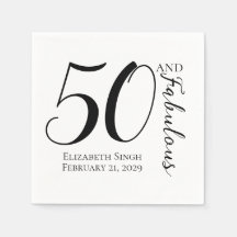 50 and Fabulous Birthday Party Black and White